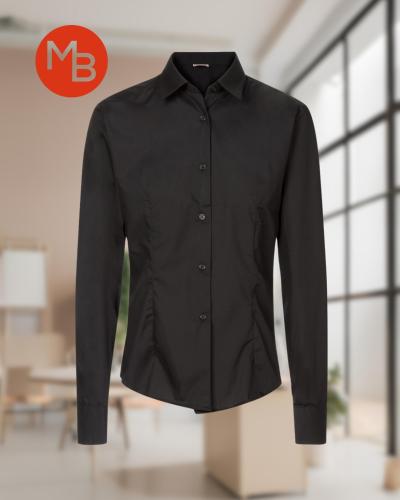 Camisa Negra de Dama Pinzada Elastizada - Miniatura 2