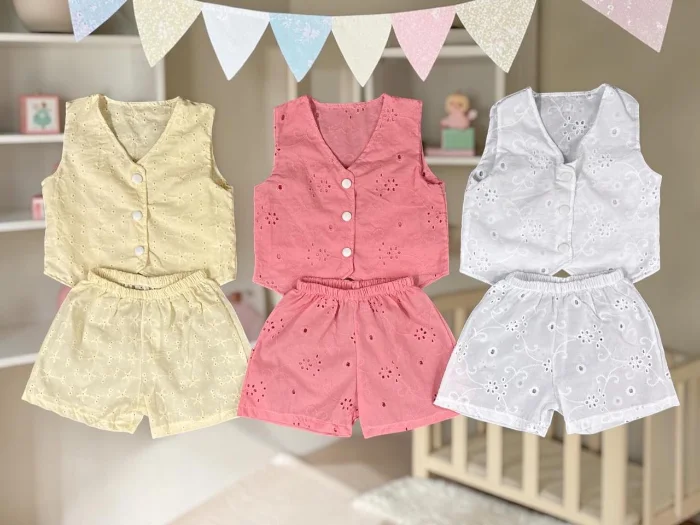 Conjunto Broderi (chaleco y Short) T.(1 al 5) "esteban Babies"