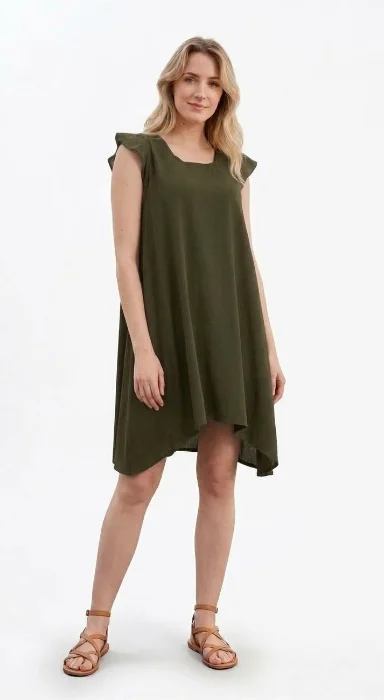 Vestido  Corto  de Lino  con Lazo.
