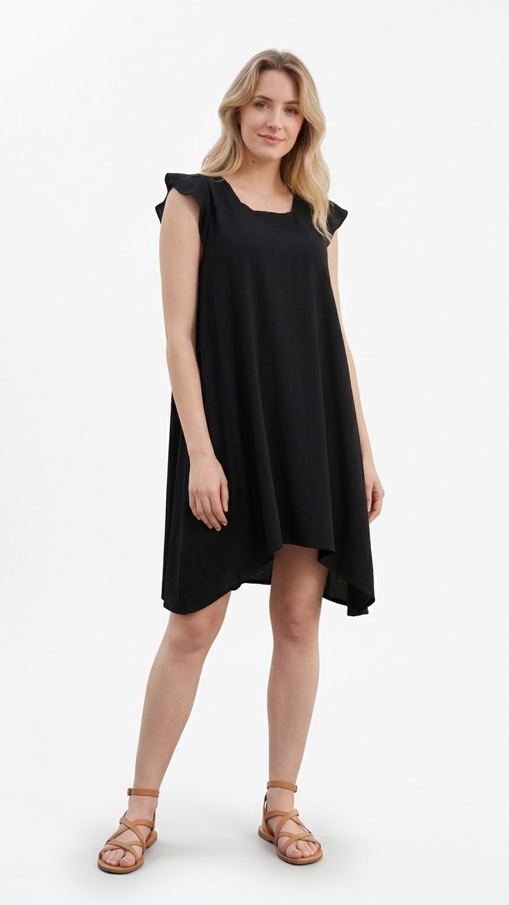 Vestido  Corto  de Lino  con Lazo. - Imagen 2