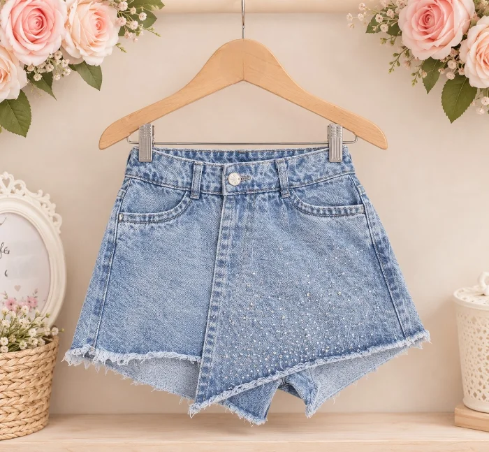Short Pollera de Jeans con Brillo