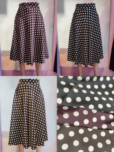 Pollera Saten con Lunares Campana 3/4