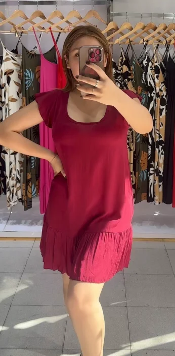 Vestidos de Lino con Volado