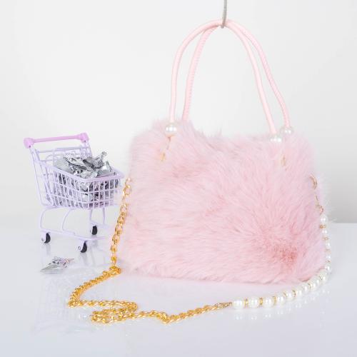 Cartera Niñas Nenas Infantil Peluche Perla Cadena Suave Tierna Tendencia Accesorios - Miniatura 1