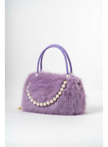 Cartera Niñas Nenas Infantil Peluche Perla Cadena Suave Tierna Tendencia Accesorios - Miniatura 3