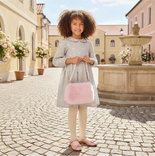 Cartera Niñas Nenas Infantil Peluche Perla Cadena Suave Tierna Tendencia Accesorios - Miniatura 4