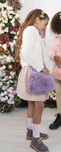 Cartera Niñas Nenas Infantil Peluche Perla Cadena Suave Tierna Tendencia Accesorios - Miniatura 6