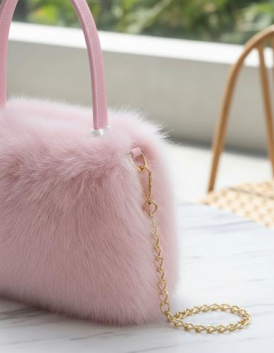 Cartera Niñas Nenas Infantil Peluche Perla Cadena Suave Tierna Tendencia Accesorios - Miniatura 7