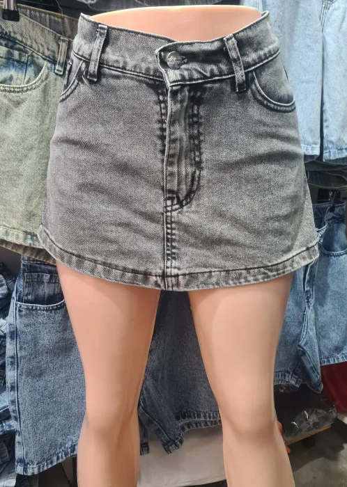 Short Pollera Rigido Gris Nevado Clarito