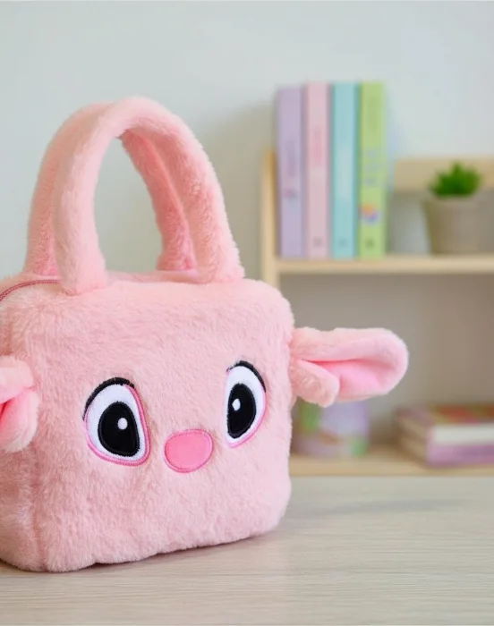 Cartera Peluche Angela Stitch Rosa  Nenas  Accesorio Infantil Suave Moderno Tendencia