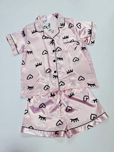 Pijama Infantil  Niñas  Nenas Satén Rosa Importado Conjunto Verano Suave Elegante - Miniatura 3