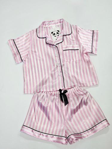 Pijama Infantil  Niñas  Nenas Satén Rosa Importado Conjunto Verano Suave Elegante - Miniatura 7