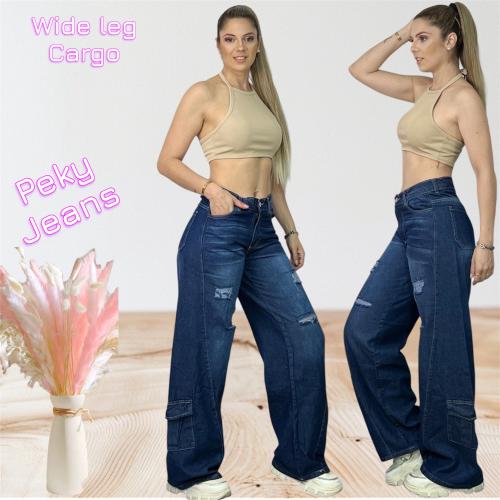 Jeans Wide Leg Cargo Bota Pie
