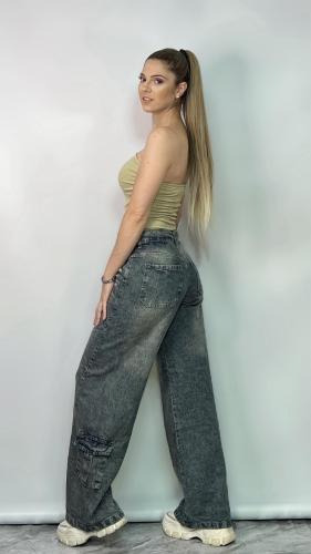 Jeans Wide Leg Cargo en Bota Pie - Miniatura 4