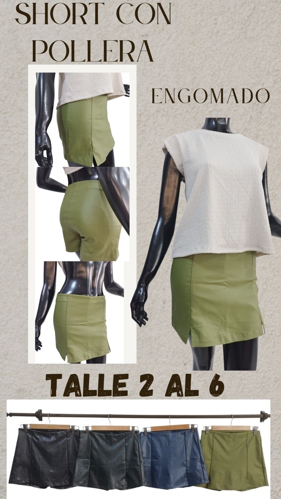 Shorts Pollera Engomado - Imagen 2