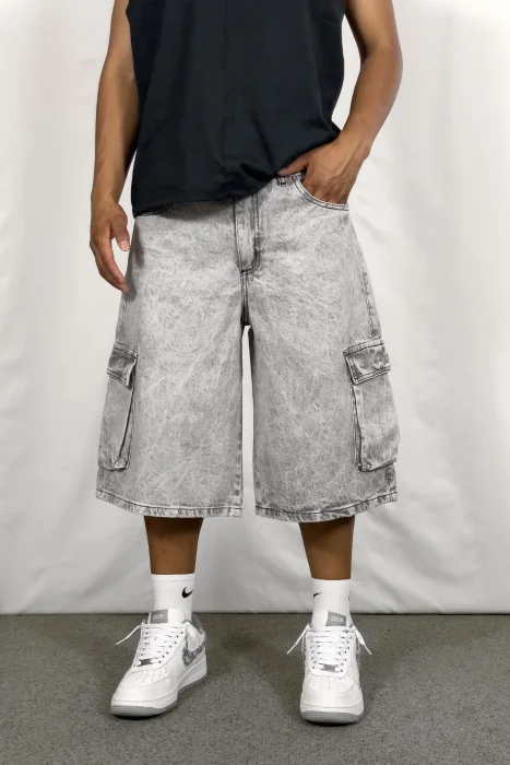 Bermuda Baggy Cargo Gris Clarito