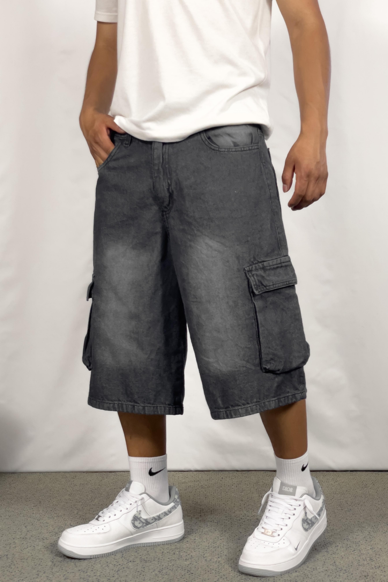 Bermuda Baggy Cargo Gris Loc - Imagen 2