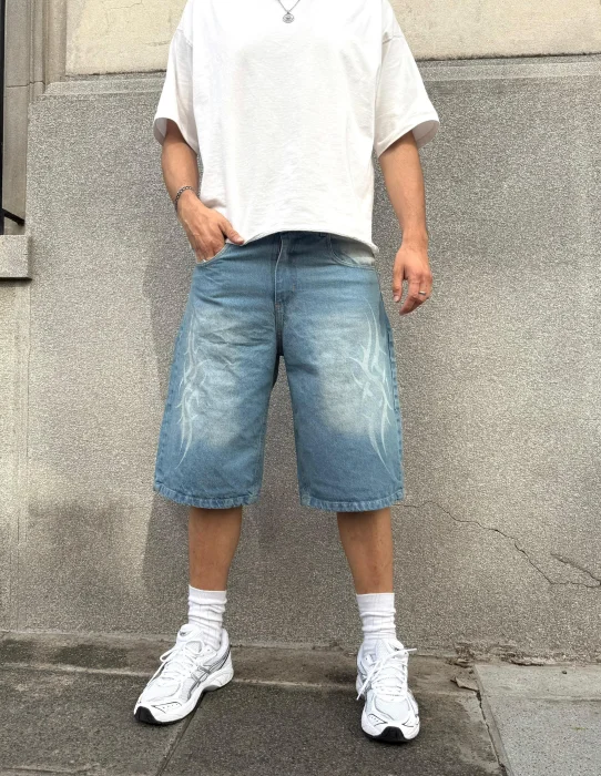 Bermuda Baggy Oxido Matizado con Diseño