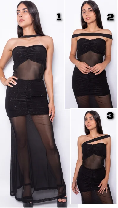 Vestido Strapless Casual con 3 Estilos para Elegir
