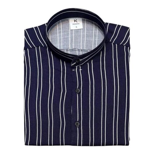 Camisa Cuello Mao a Raya Manga Larga - Miniatura 2