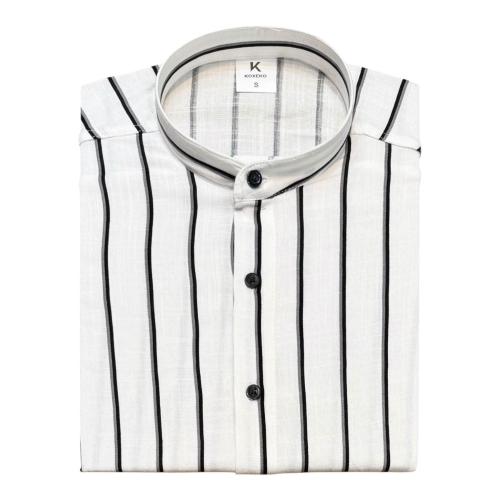 Camisa Cuello Mao a Raya Manga Larga - Miniatura 3