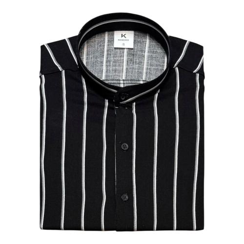Camisa Cuello Mao a Raya Manga Larga - Miniatura 4