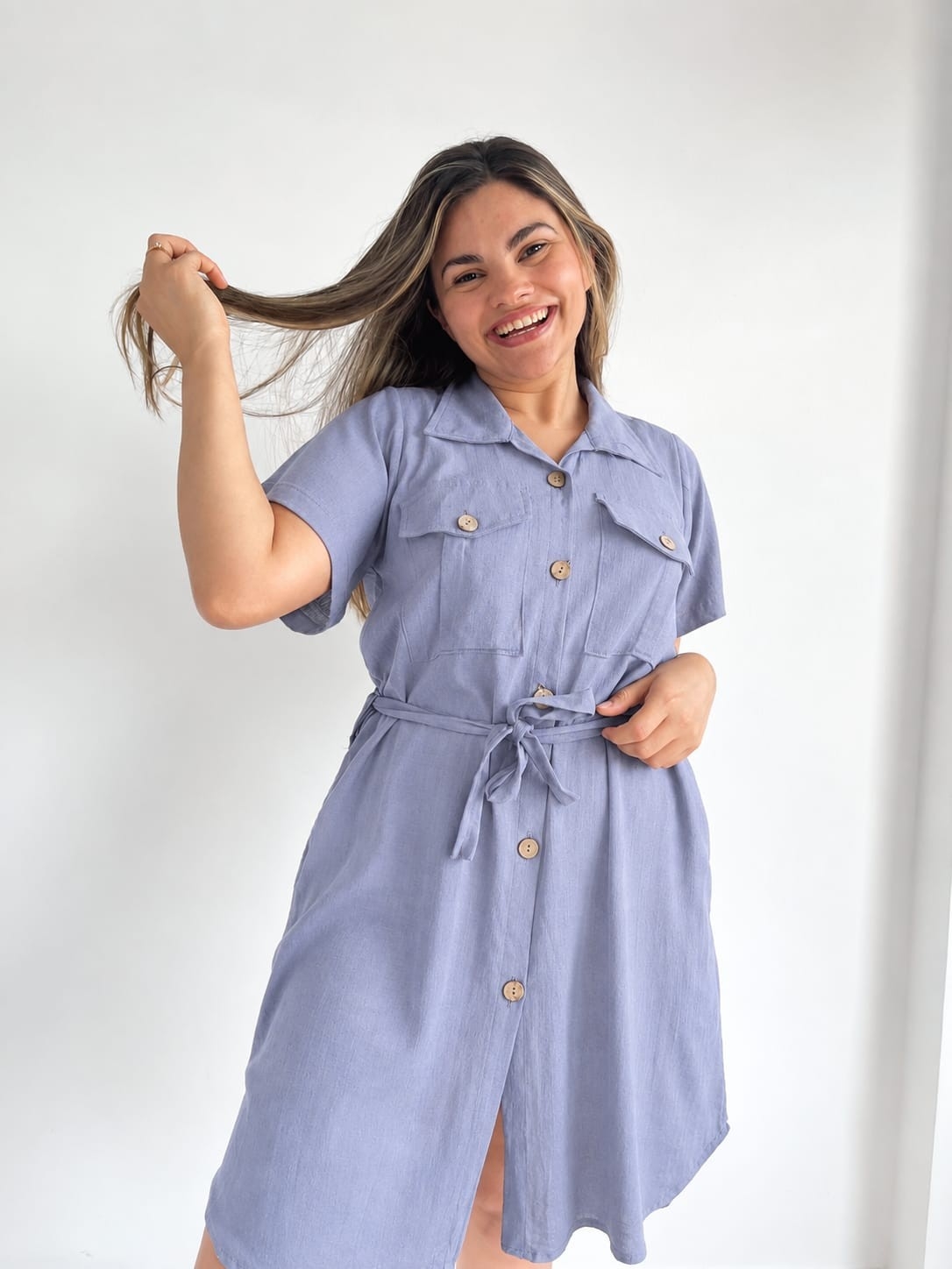 Vestido Camisa Manga Corta - Imagen 2