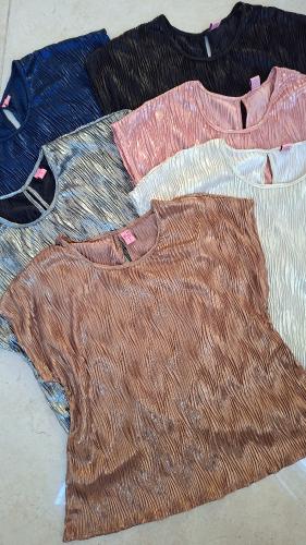 Blusa para Fiesta - Plisado Metálico
