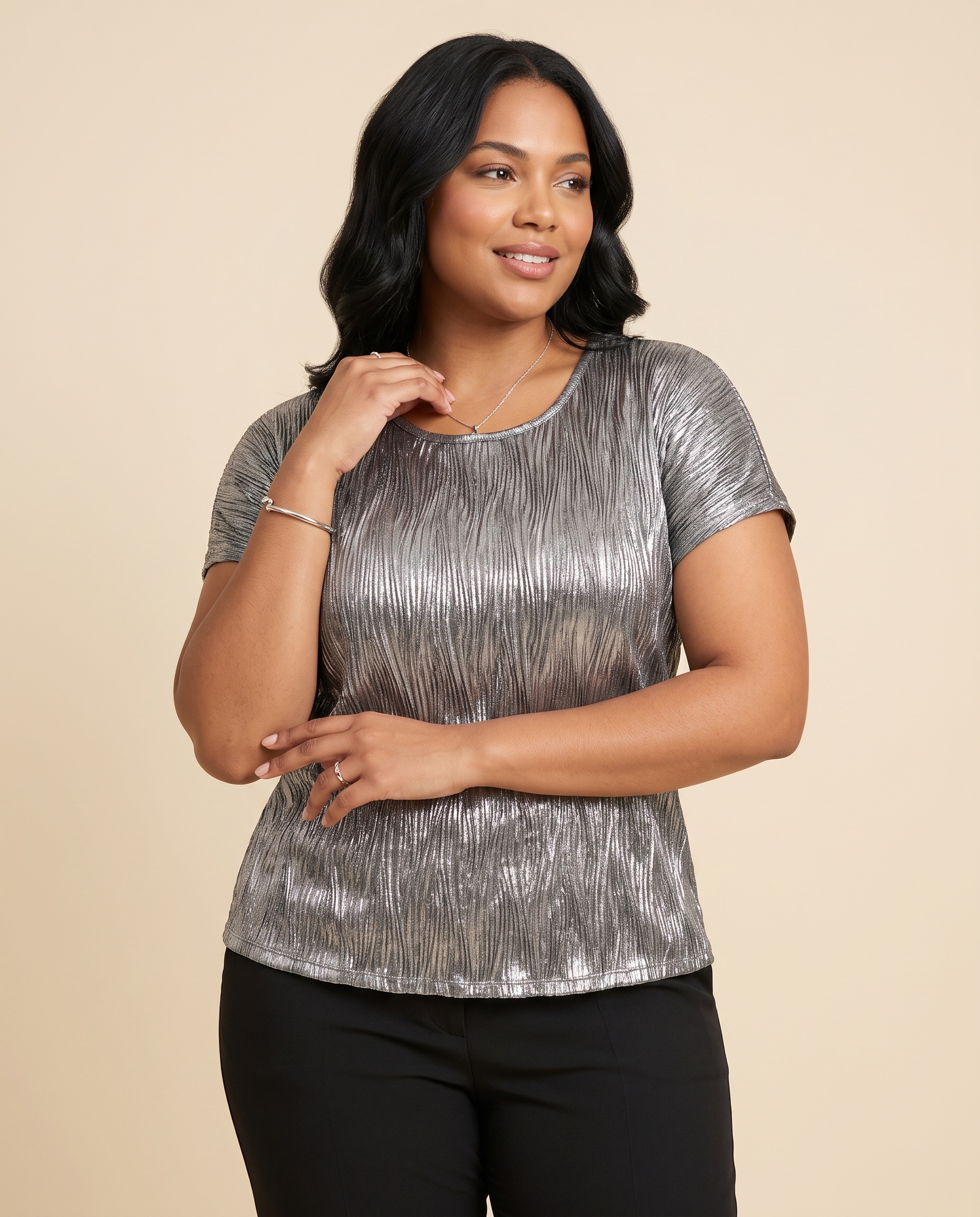 Blusa para Fiesta - Plisado Metálico - M.%20RANGA%20PLISADO%20-%20PLATA.jpg