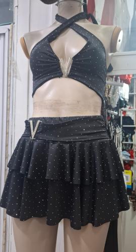 Conjunto Microfibra Strass con Hebilla V con Strass