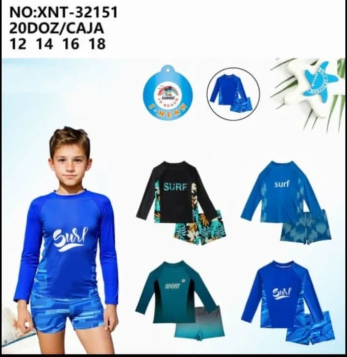 Mallas Dos Piezas Uv Remera y Shorrs
