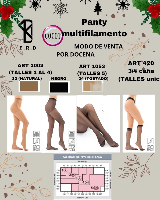 Pantys Cocot Art 1002, 1053, 420 y Más | Multifilamento y Lycra | Precios por Docena