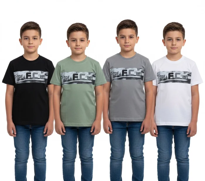 Remera Manga Corta Niños  Top Fc Life [ Caprte Clasico ]  ( 100% Algodon Peinando )