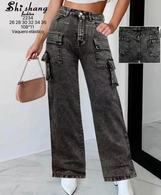 Pantalón Gris Cargo Elastizado