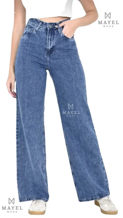 Pantalón Wide Leg Celeste Clarito