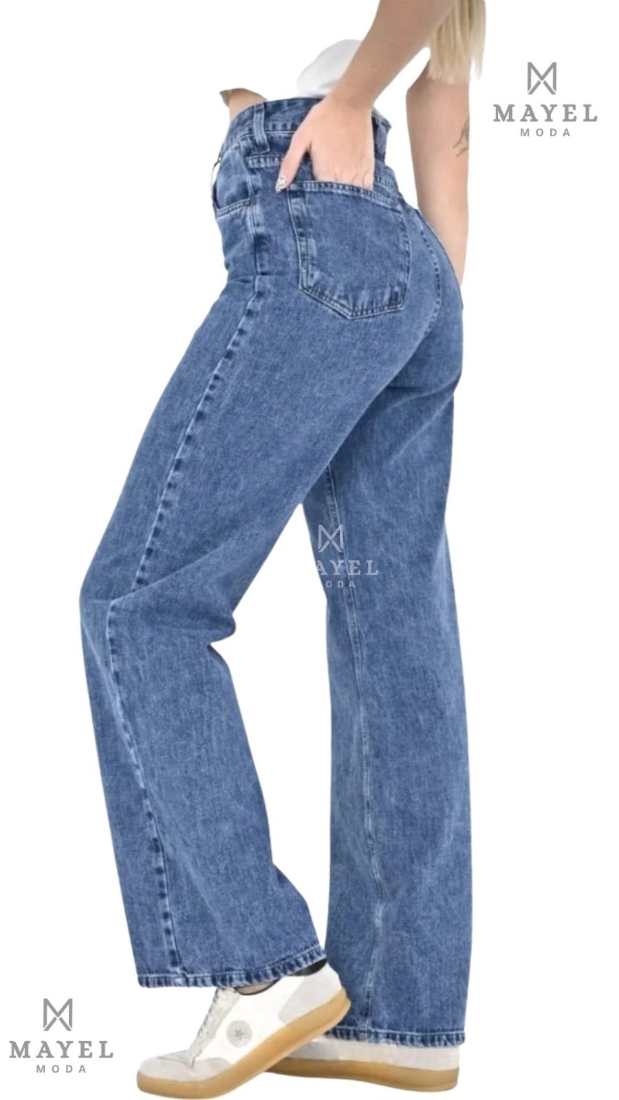 Pantalón Wide Leg Celeste Clarito - Imagen 2