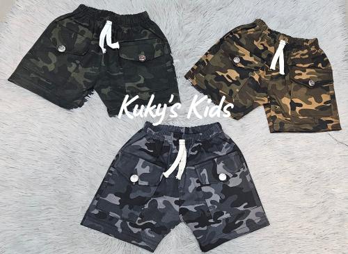 Short Rústico Camuflado Gabardina Cargo Bebe