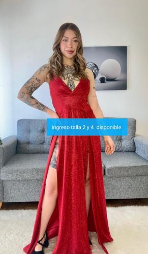 Vestido con Tajo 2 y 4 con Brillos