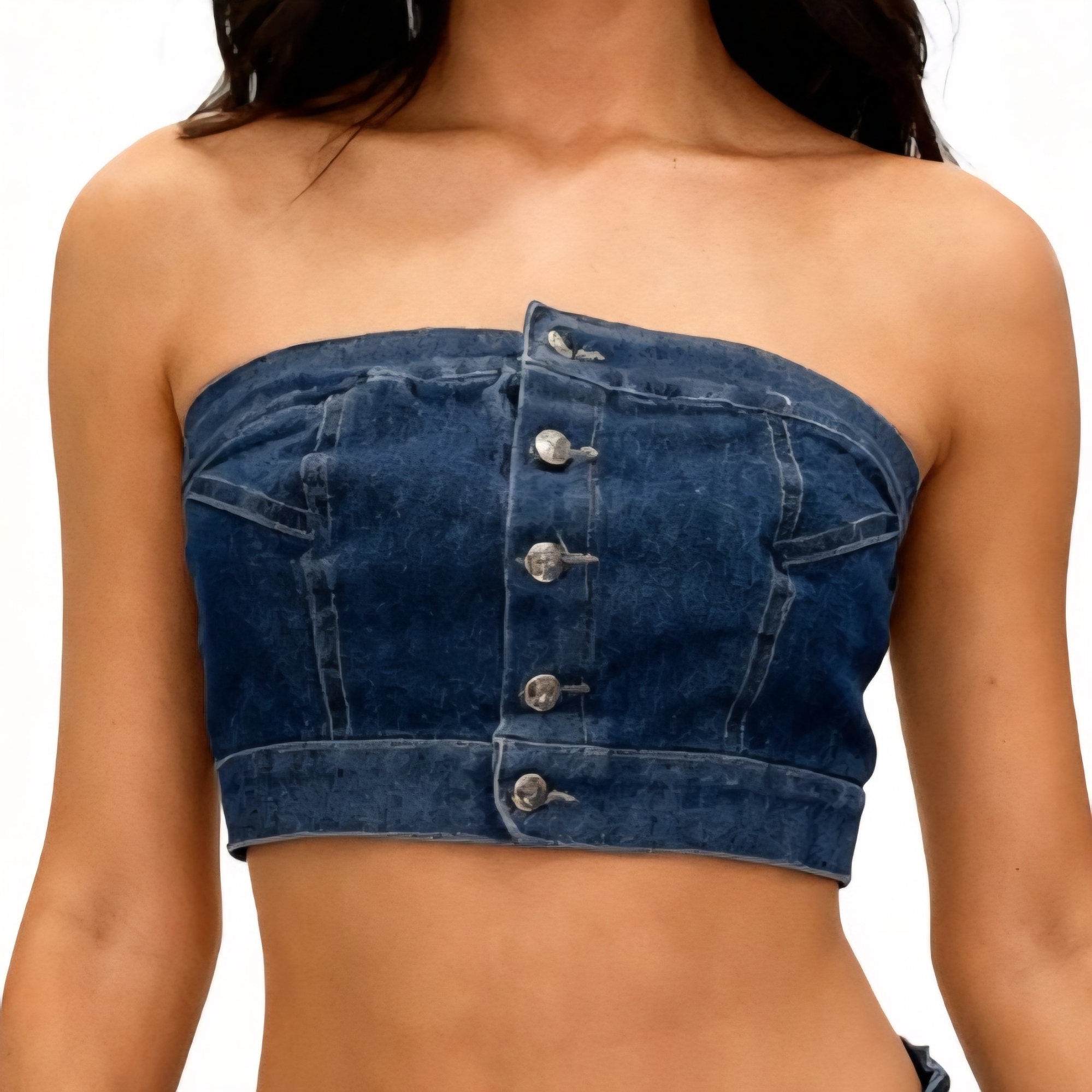 Tops de Jean Azul y Negro Elastizados - Imagen 2