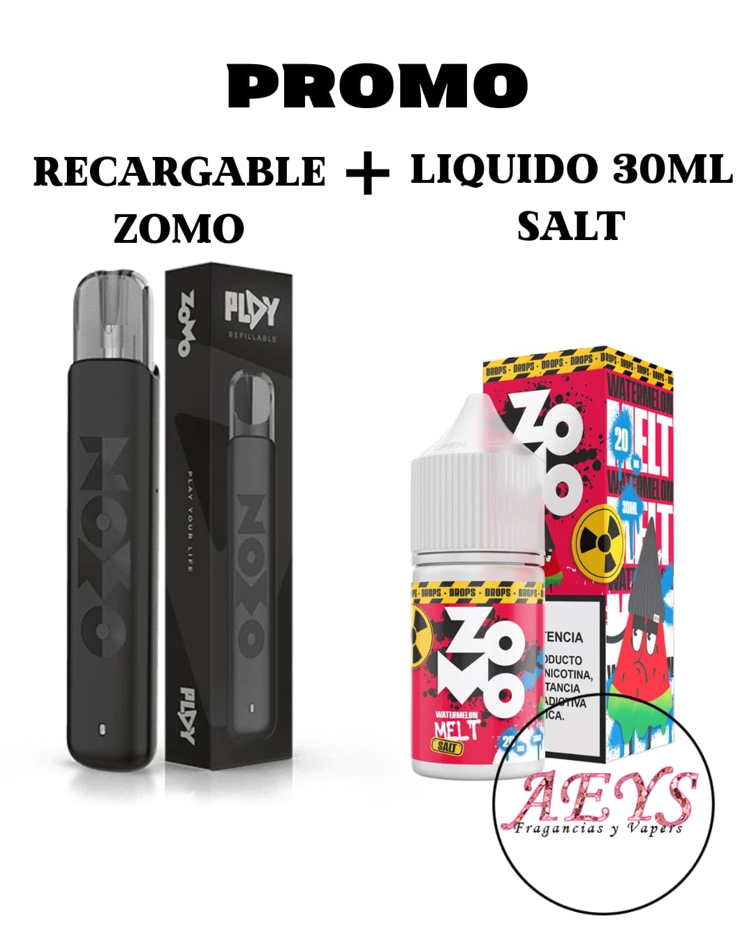 Vaper Recargable Zomo Play + Liquido 30ml