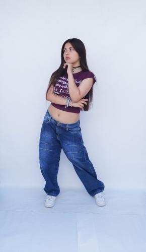 Teens Baggi Azul Pinzado/delantero Bordado - Miniatura 4