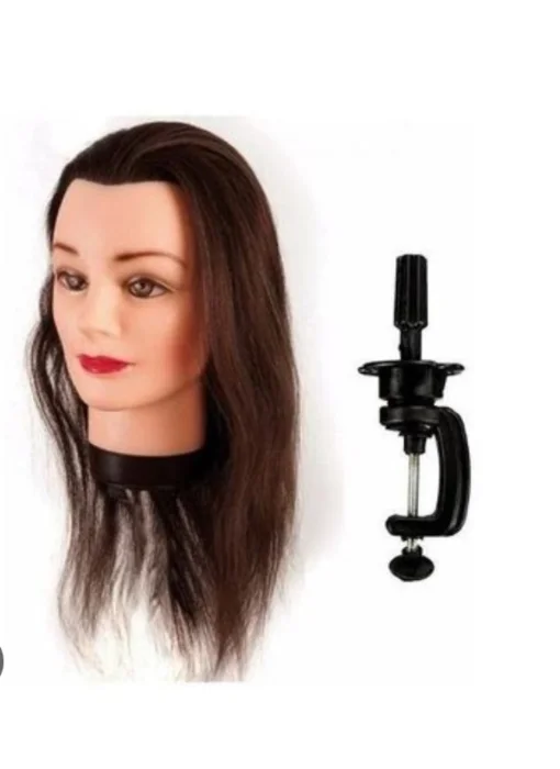 100% Pelo Natural Jessamy W22 Cabeza de Práctica Peluquería Cabezal Soporte Incluído
