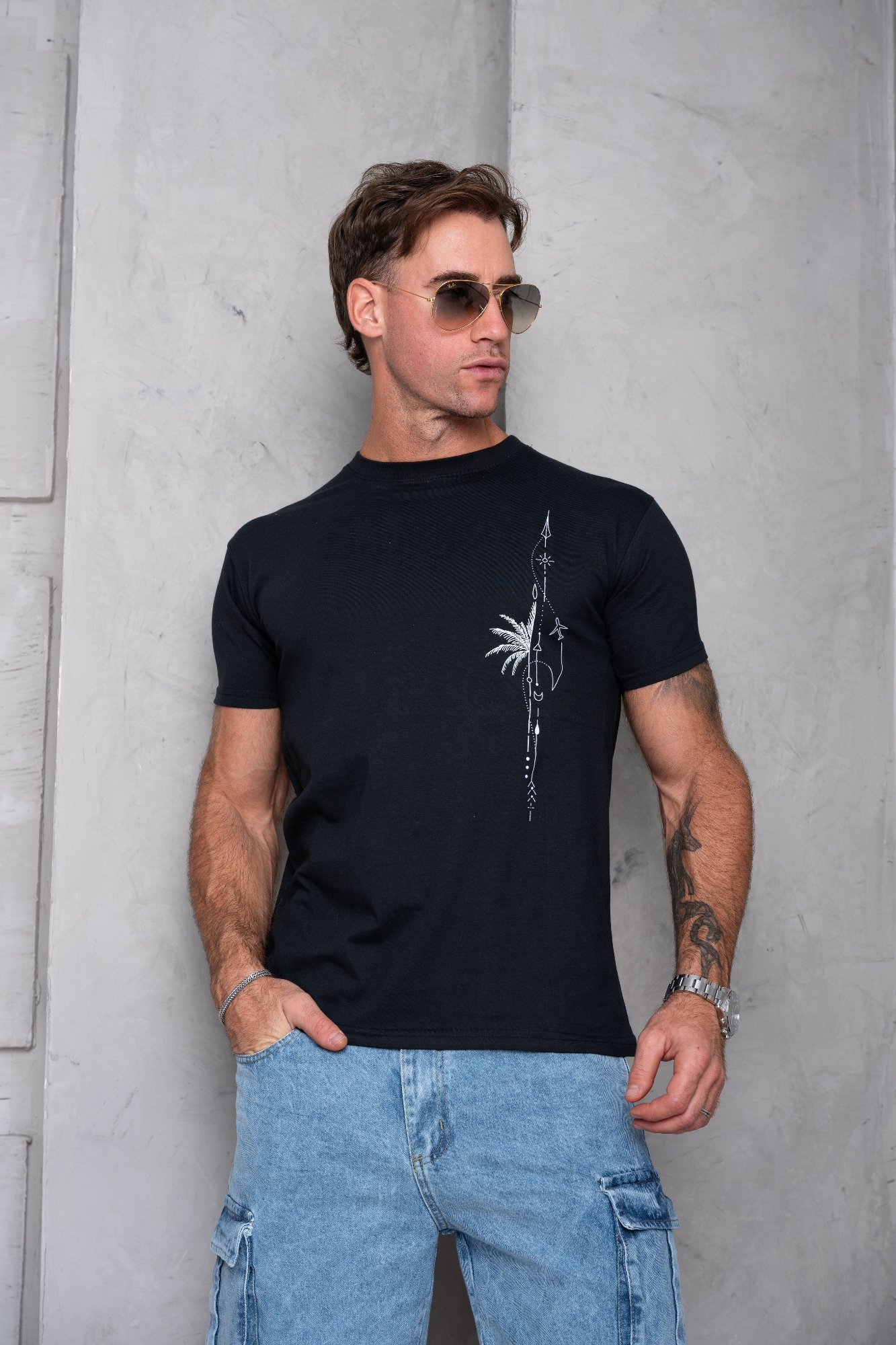 Remeras Algodon Peinado Premium Negra C/estampada - Imagen 3