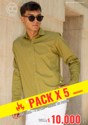 Pack X5 - Art. Lima - Camisa de Poplin