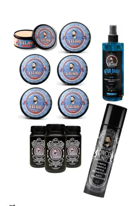 Yilho Pro. 6 Ceras + 3 Texturizador+ 1 Loción After Shave+ 1 Spray 5 en 1