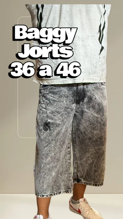 Baggy Jorts Bordado Gris Nev