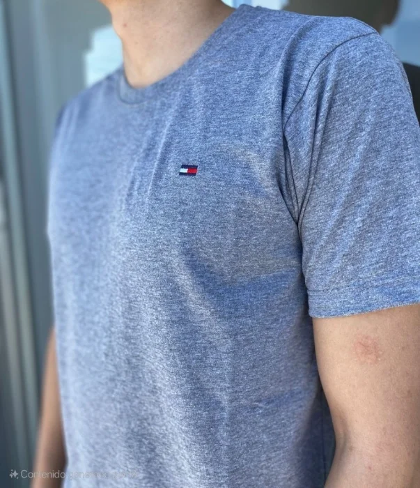 Remera Hombre Bordada Cuello Reforzado Algodon