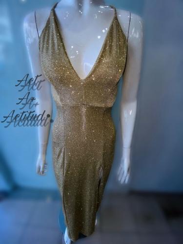 Vestido Corte V Gliter