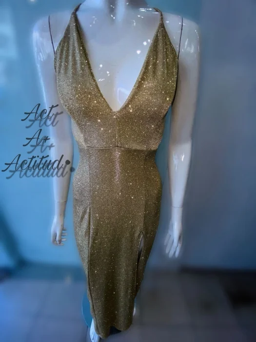 Vestido Corte V Gliter