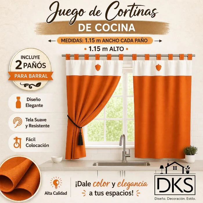 Cortina de Cocina Bordada